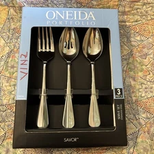 ONEIDA Portfolio 3 Piece Serve Set SAVOR Stainless Steel New In Box High Quality