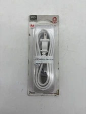 JASCO White Replacement Lamp Cord 8 Ft Long Polarized 2 Prong Plug