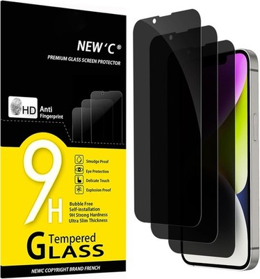 Privacy Screen Protector iPhone 16e/14/13/13 Pro Tempered 9H+ Glass 3 Pack