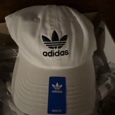 Adidas Youth Fit Cotton Dri Washed White Relaxed Ball Cap Hat NEW Y1 