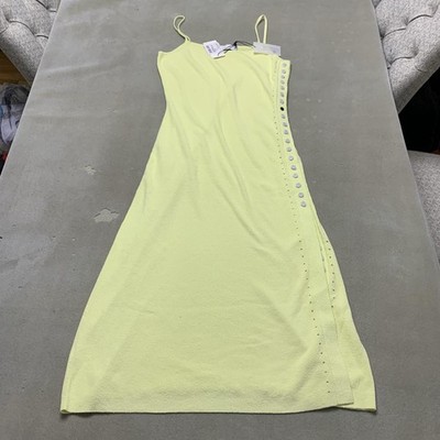 Proenza Schouler White Label Astrid Dress Womens Large Yellow Terry Knit Slip
