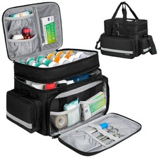 Large Pill Bottle Organizer, Double Layers Medicine Storage Bag with Lockable...