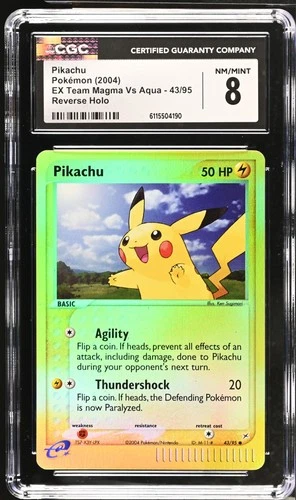 2004 Pokémon Pikachu Reverse Holo EX Team Magma Vs Aqua #43/95 CGC 8