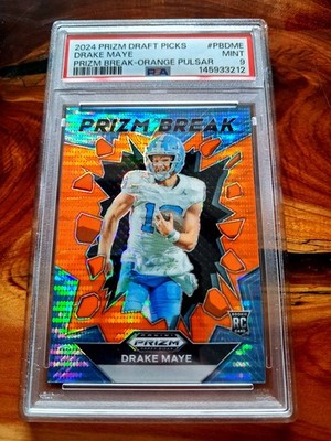 2024 DRAKE MAYE ⭐️/49 ORANGE PULSAR⭐️ *PSA 9 MINT* PRIZM ROOKIE PRIZM BREAK (RC)