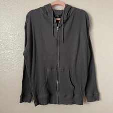 White Fox See It Clearly Hoodie Womens S/M Charcoal Gray Ribbed Zip Up NEW