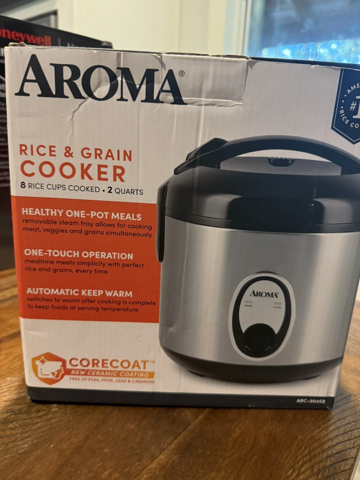 AROMA Digital Rice Cooker Food Steamer Stainless Steel 8 Cup Cooked Brown 15h HQ