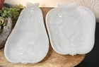 Vintage Hazel Atlas Milk Glass Fruit Dishes Pear & Apple Set of 2 Snack Candy Tr