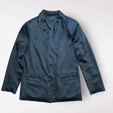 Endless Rose Black Satin Single Breast Blazer Jacket Size XS