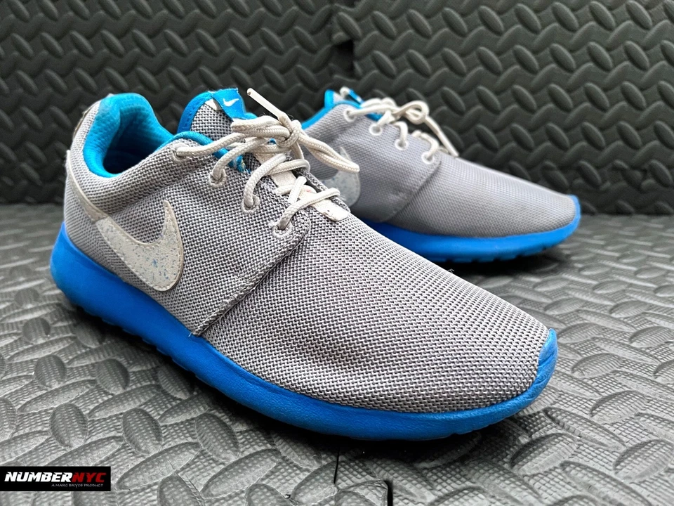 Кроссовки беговые Nike Rosherun GS 599728-019 молодежный размер 7Y серые серые синие - Изображение 2 из 4