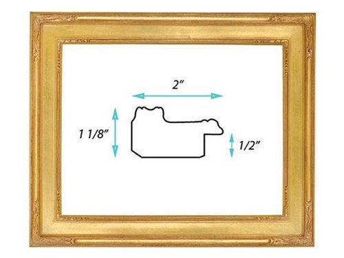 9 X 12 ART NOUVEAU CLOSED CORNER FLAT PANEL GOLD LEAF 2" WIDE STD PICTURE FRAME - Picture 9 of 9