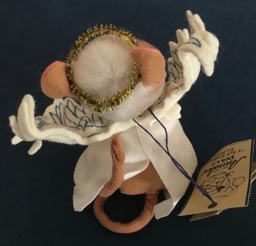 Annalee Mobilitee 7" Angel Mouse Vintage 1997 White & Blue Wings #7724 NOS - Imagen 7 de 7