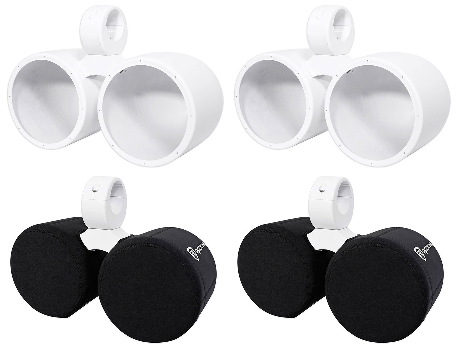 2 Rockville DMAC80W Dual с 8 белыми алюминиевыми колонками для вейкбординга чехлы