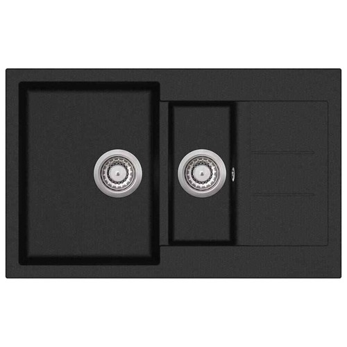 NNEVL Granite Kitchen Sink Double Basin Black - Picture 2 of 4