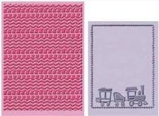 Cuttlebug Cricut Beep Beep Embossing Folder 2001046 Train Choo Choo Sweater Knit