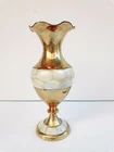 Vintage Vase, Mother of Pearls / Brass Handmade 6 1/8"