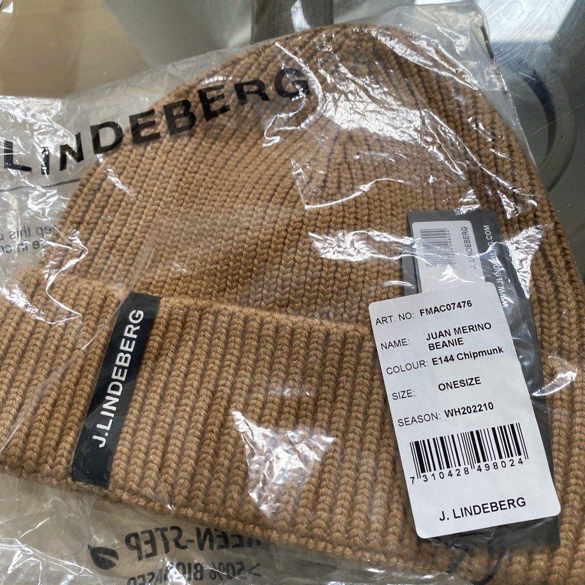J. Lindeberg Juan Merino HAT Beanie Skull Cap One Size Brown NEW