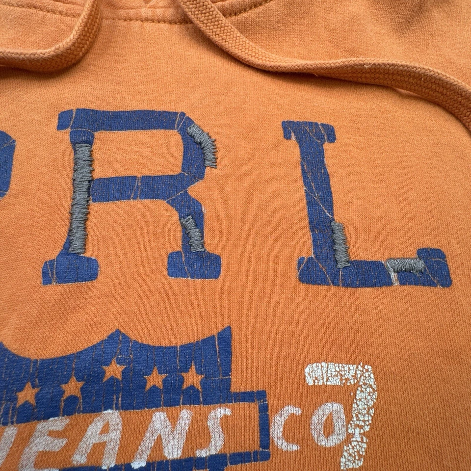 De Colección Ralph Lauren Polo Jeans Co Sudadera con Capucha Para Hombres Grande Desteñido Naranja PRL Y2K Foto 3 de 4