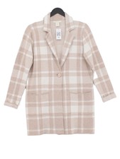 Christian Siriano Women's Coat S Tan Checkered Rayon With Polyester Overcoat