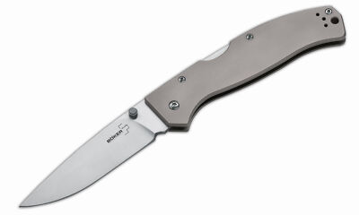 BÖKER PLUS Titan Drop Taschenmesser EDC Folder 440C Back Lock Grau - 01BO188