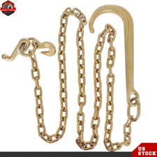 Tow Chain 15" J Hook Mini J Grab Hook Welded Towing Wrecker 5/16 x 8 FT Grade 70
