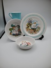 SET 4 Vintage Kid Oneida Deluxe HUMPTY DUMPTY Mug Cup PLATE BOWL Child Collector