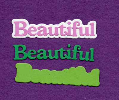 BEAUTIFUL # 6 word with background die cuts scrapbook cards