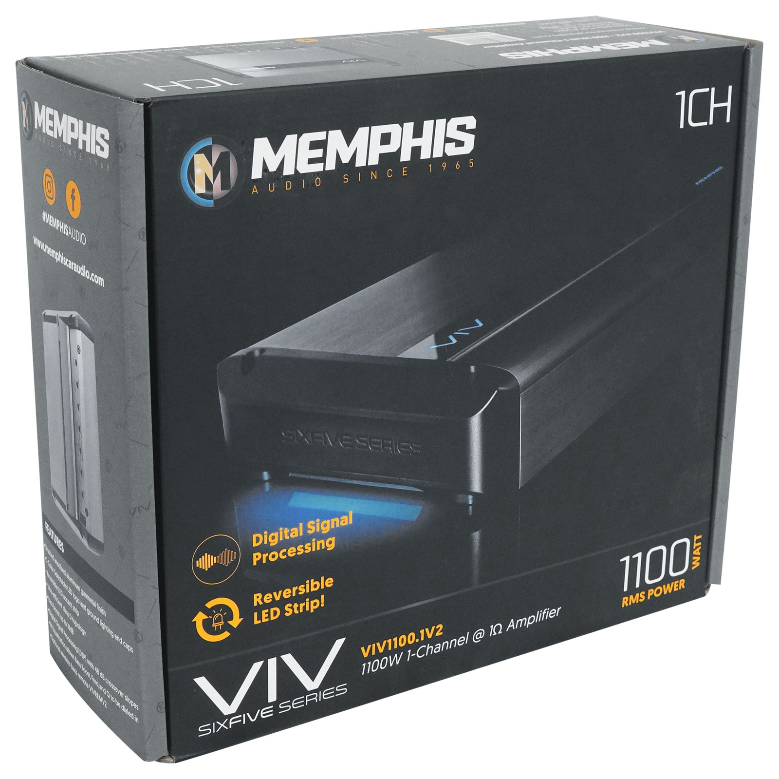 Автомобильный монофонический усилитель Memphis Audio VIV11001V2 серии SixFive мощностью 1100 Вт с DSP