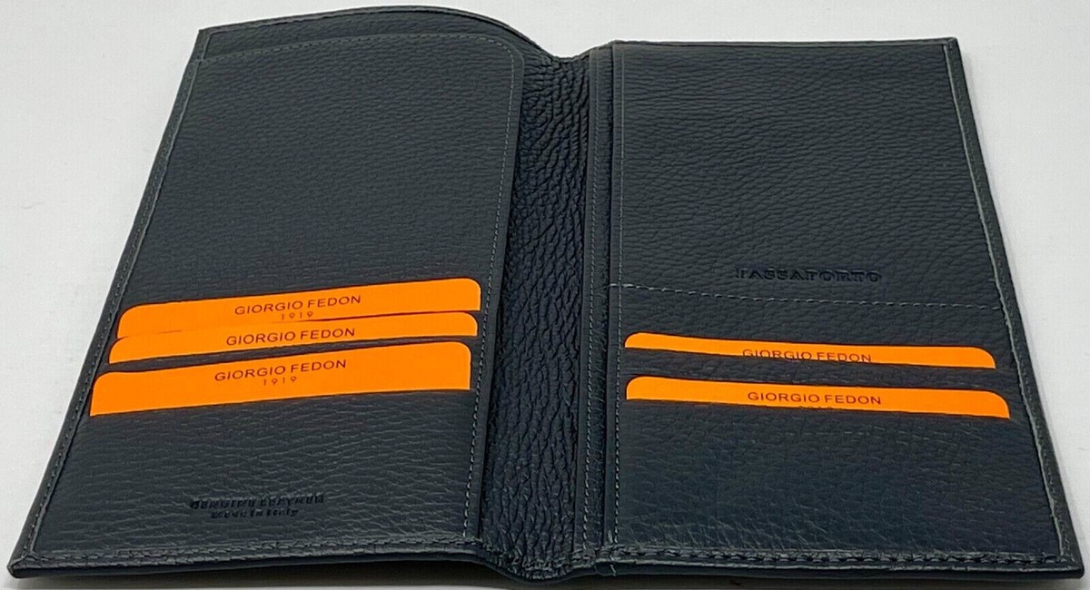 GIORGIO FEDON 1919 PORTAFOGLIO/PORTA PASSAPORTO GRIGIO 23,5 X 11
