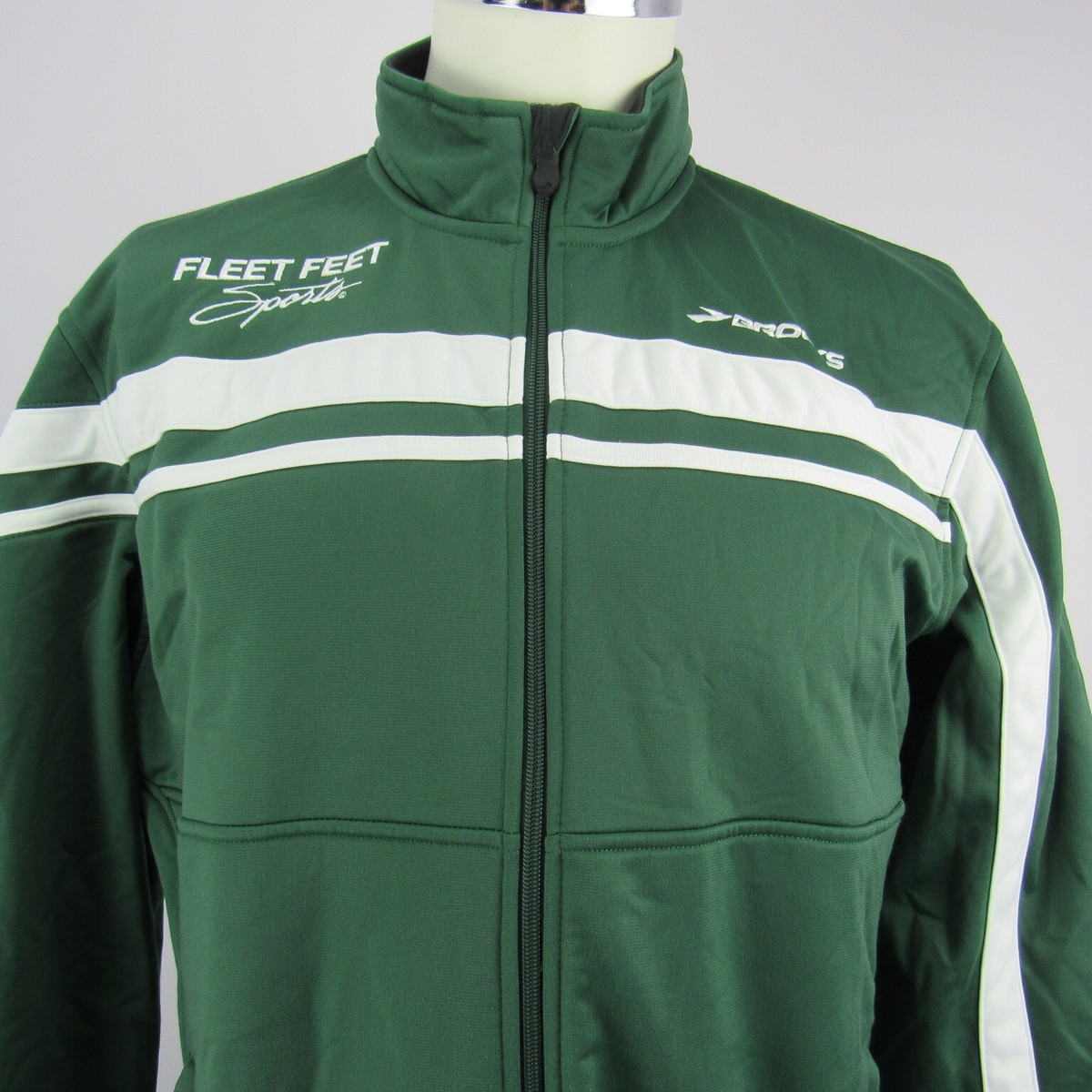Brooks Track Jacket Men's L Green Soft Shell Full Zip Running