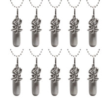 Set of TEN Brushed Silver Rose CREMATION URNS w/Velvet Pouches, Chains, Fill Kit