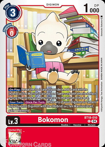 BT18-010 Bokomon : Common Digimon Card : BT18-19: Special Booster Ver.2.0