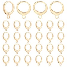 30pcs Earring Hooks Huggie Hoop Earring Findings 18K Gold Plated Lever Back