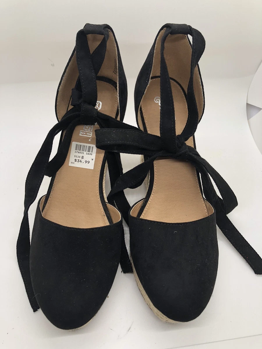 New Women s Trash By Payless Black wedges Escape Evasion Size 8W