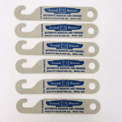 Speed Queen Automatic Washers and Ironers Barlow and Seelig Cardboard Hanger 6pc