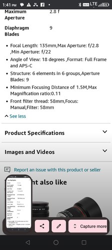 Fotga 135 Mm Manual Camera Lens - Picture 4 of 15