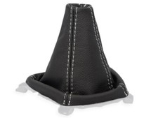 SCHALTMANSCHETTE FUR HYUNDAI i10 2007-2013 SCHALTSACK LEDER SCHWARZ NAHT WEISS