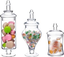 Clear Glass Apothecary Jar Set - 3 Pieces