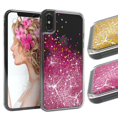 EAZY CASE für Apple iPhone X / XS Glitzer Hülle Flüssig Silikon Handyhülle TPU