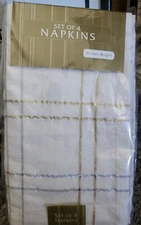 Bed Bath Beyond Napkins Set Of 4 Winter Bright 98% Cotton White Gold Silver