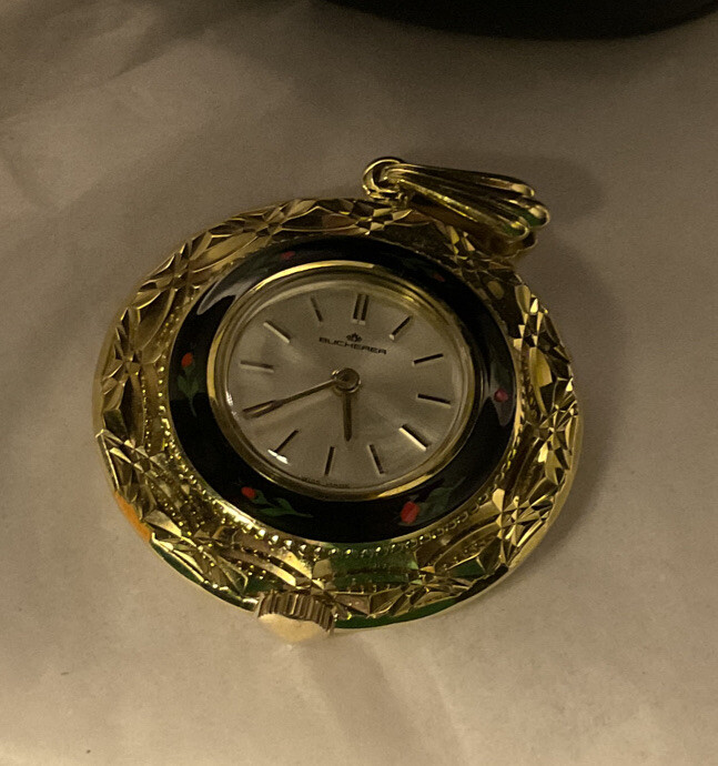 Lovely Vtg BUCHERER Ladies Mechanical Pendant Watch Runs  display picture 3