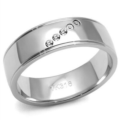 Ehering Band Edelstahl Damen 6 mm gestempelt massiv cz Größe J 5