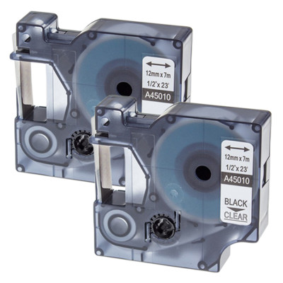 Schriftband für Dymo LabelManager 100 120P 150 160, schwarz auf transparent