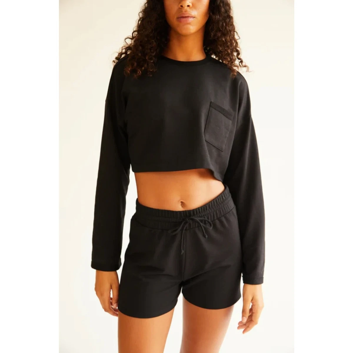 Free People NWT Sunny Set 2 Piece Sweatshirt Shorts Athleisure Set