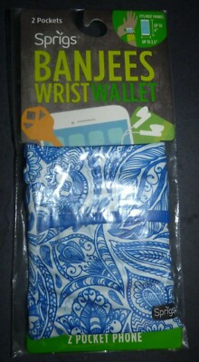 Sprigs Banjees Pocket Wrist Wallet for Travel, Running, Hiking Blue  Paisley