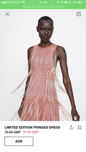 zara pink fringe dress