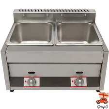 Commercial Propane Deep Fryer Countertop 12L Gas Fryer 2 Wells Stainless Steel