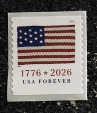 2026USA Forever EE. UU. 1776 bandera EE. UU. - bobina sello único como nuevo (BCA) ESPACIOS