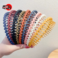 Elegant Solid Color Hairbands Women Non-Slip Toothed Hair Comb Trendy Accessory