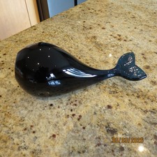 Cobalt Blue, Wedgwood England, Large Solid Glass Whale Paperweight