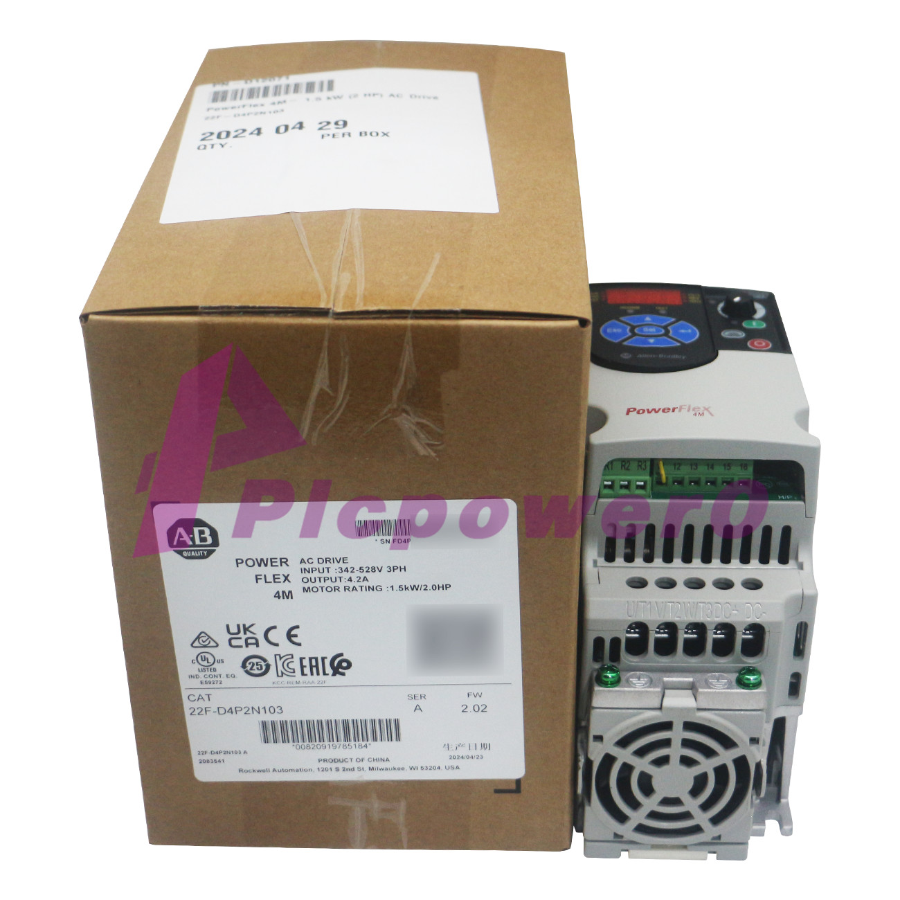 New Allen Bradley 22F-D4P2N103 PowerFlex4M AC Drive 1.5 kW 3 PH